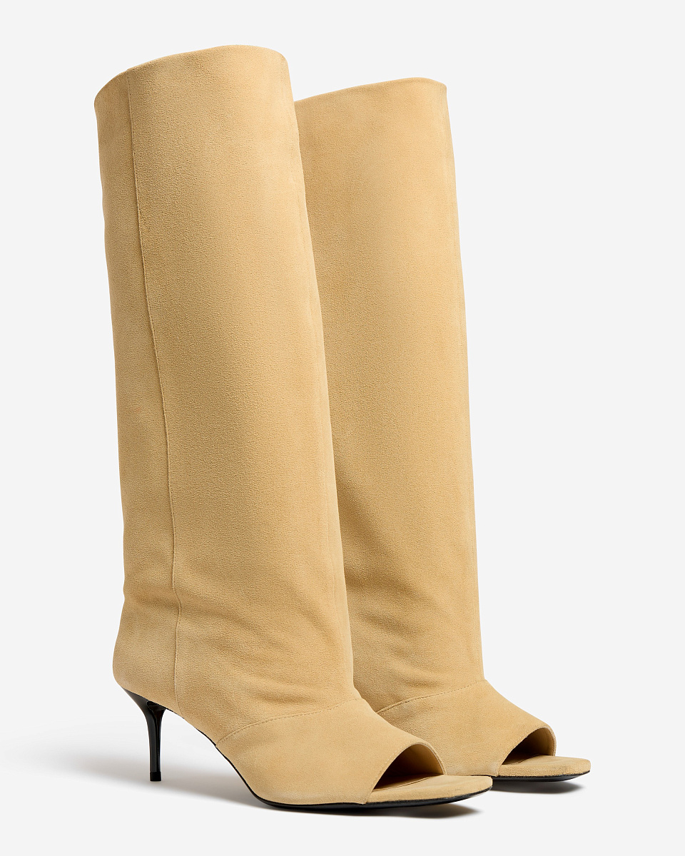 БЕЖЕВЫЕ САПОГИ ИЗ ЗАМШИ С ОТКРЫТЫМ МЫСОМ SLOUCHYSD