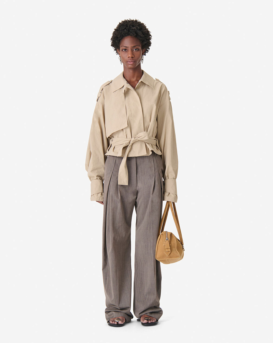 БЕЖЕВАЯ КУРТКА СВОБОДНОГО КРОЯ С ПОЯСОМ ZYNIA