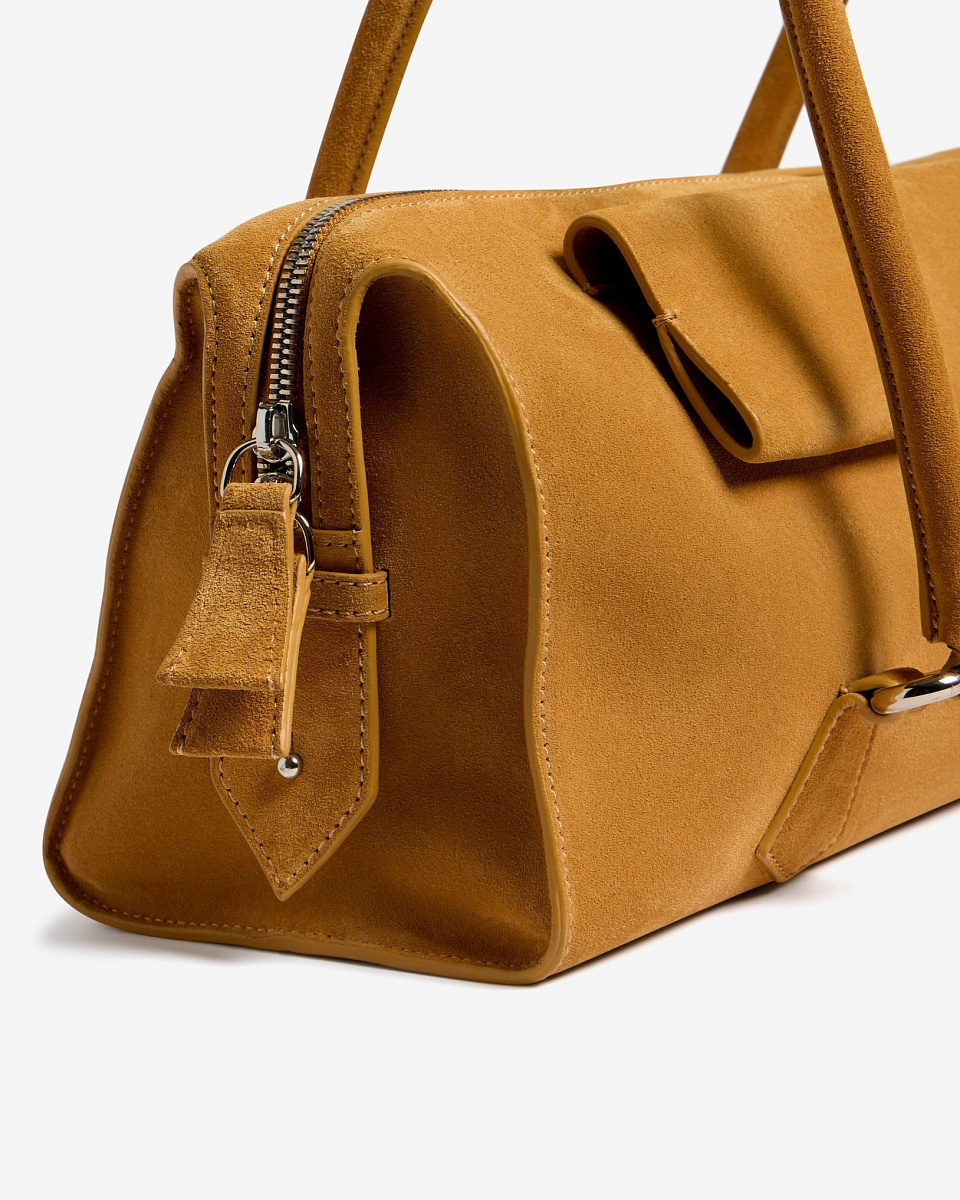 БЕЖЕВАЯ СУМКА-БОУЛИНГ ИЗ ЗАМШИ ALTOSD