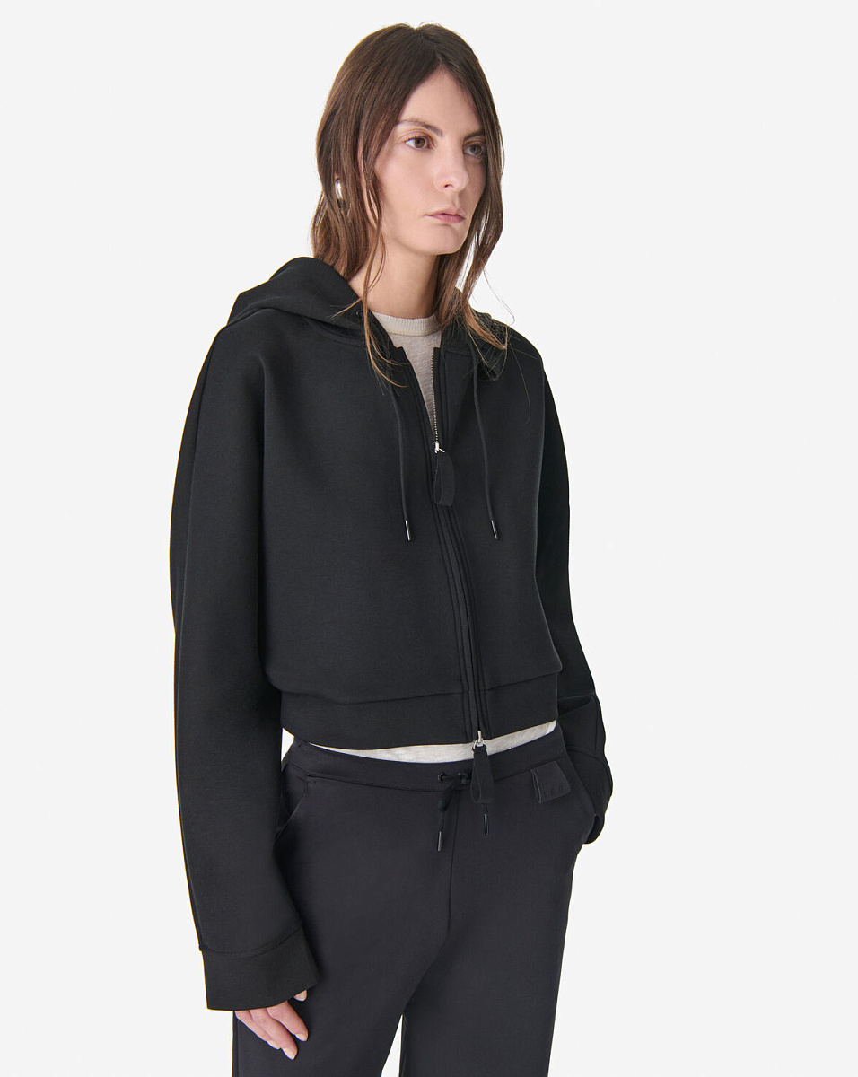 ЧЕРНЫЙ СВИТШОТ КРОЯ ОВЕРСАЙЗ С КАПЮШОНОМ VALENA