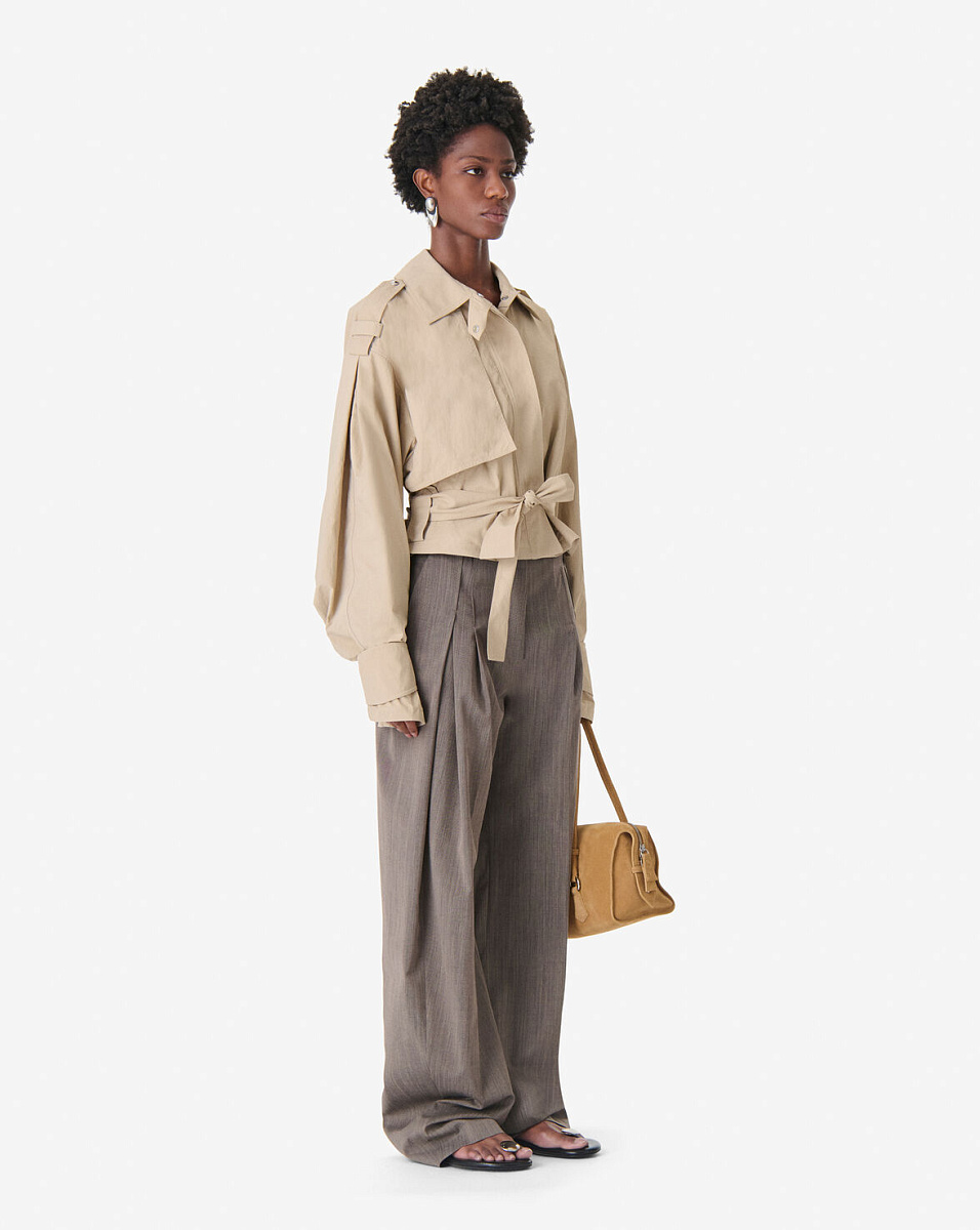 БЕЖЕВАЯ КУРТКА СВОБОДНОГО КРОЯ С ПОЯСОМ ZYNIA