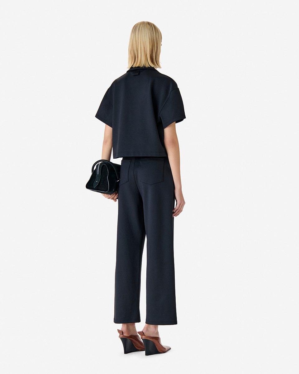 ЧЕРНЫЙ СВИТШОТ С ВОРОТНИКОМ В СТИЛЕ ПОЛО НА ШНУРОВКЕ VANILIE