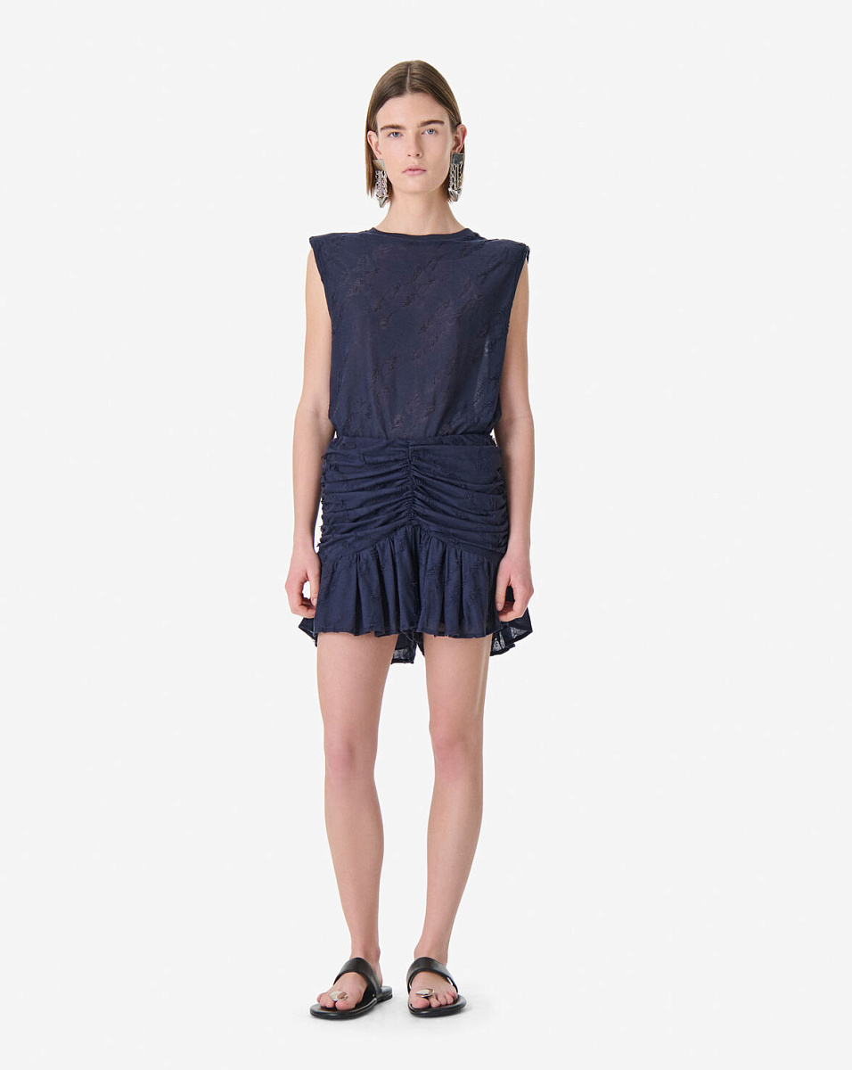 СИНЯЯ МИНИ-ЮБКА СО СБОРКАМИ HASLEY