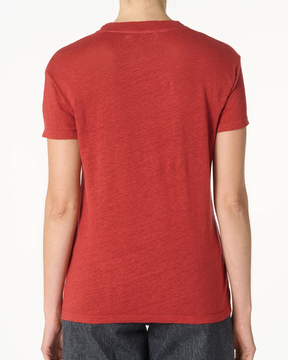 КРАСНАЯ ЛЬНЯНАЯ ФУТБОЛКА С КРУГЛЫМ ВЫРЕЗОМ THIRD