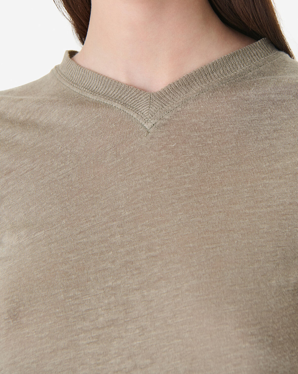 БЕЖЕВАЯ ЛЬНЯНАЯ ФУТБОЛКА SYBEL