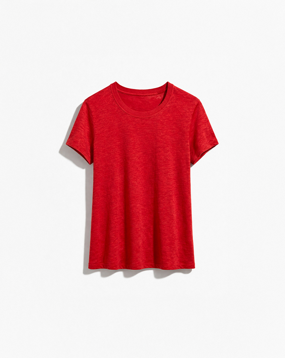 КРАСНАЯ ЛЬНЯНАЯ ФУТБОЛКА С КРУГЛЫМ ВЫРЕЗОМ THIRD