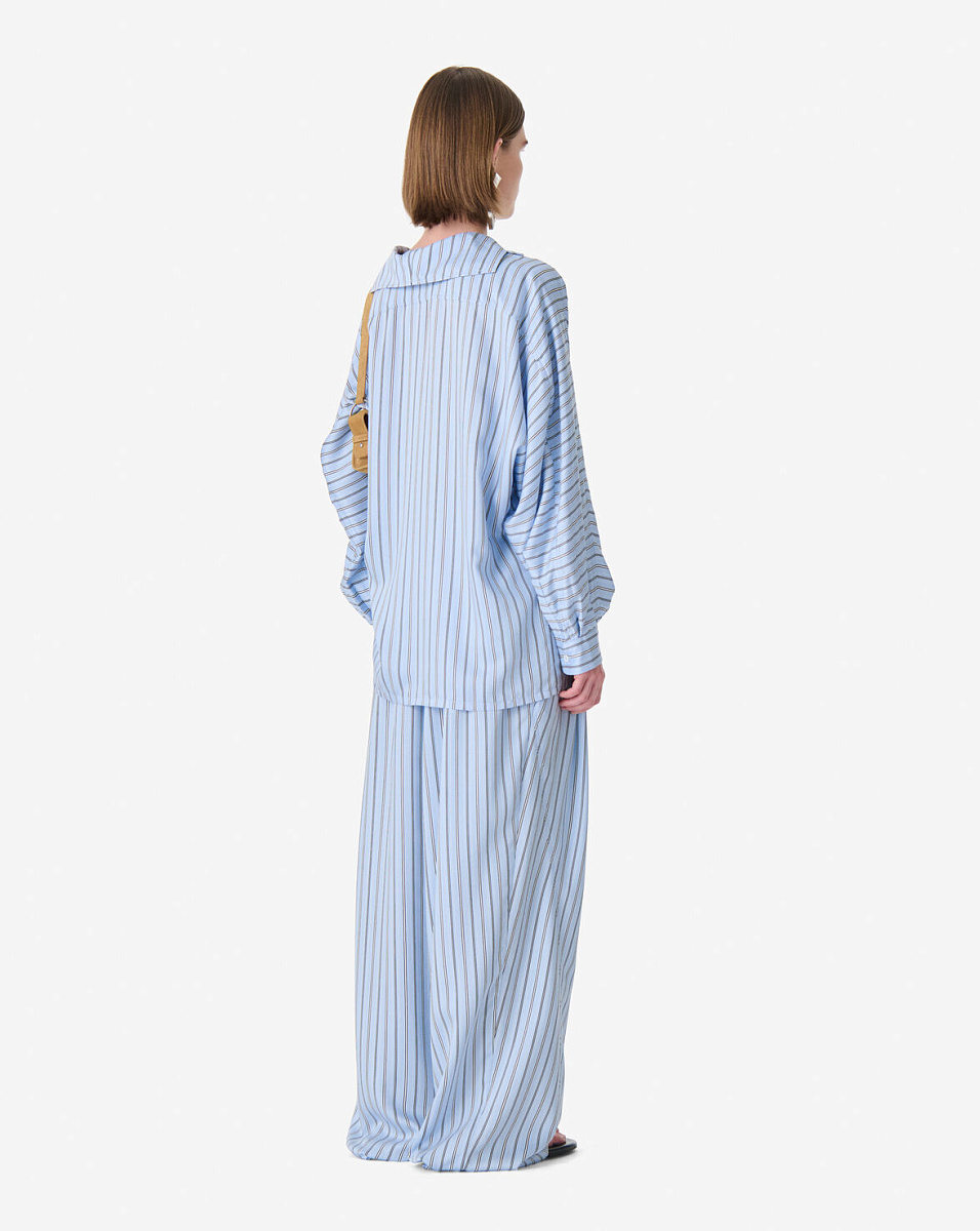 ГОЛУБАЯ РУБАШКА С УЗОРОМ В ПОЛОСКУ И МАТРОССКИМ ВОРОТНИКОМ NYNNON